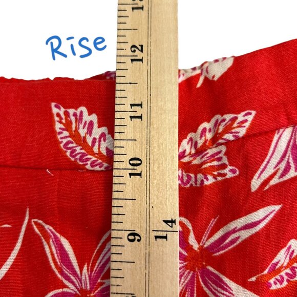 JOIE Red Linen‎ Tropical Luxe Print Flat Front Cargo Shorts Effortless Chic - Picture 5 of 8